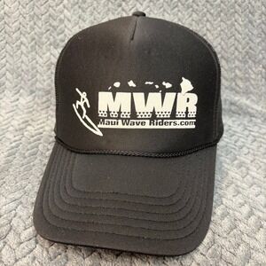 Maui Wave Riders MWR Black Trucker Hat Otto 39-165 Snapback Mesh Surf Cap